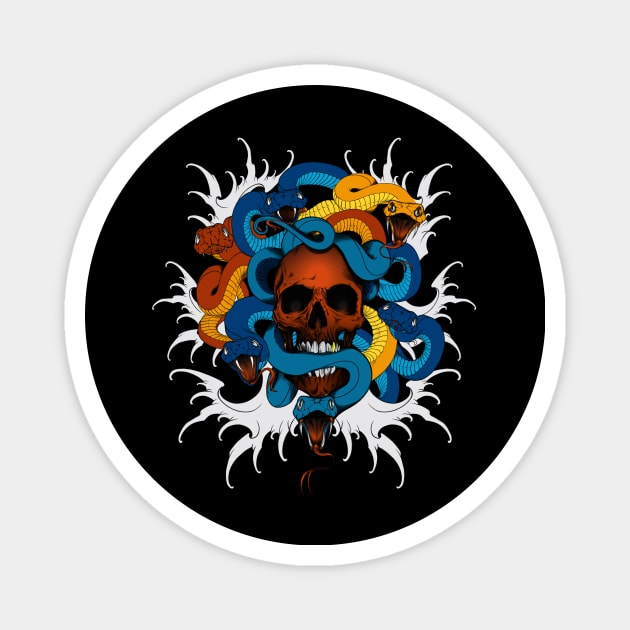 Skull And Snakes Magnet by autopic